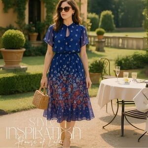 Vintage 70s Casual Summer Dress Floral Pattern Romantic, Feminine. Wedding Guest